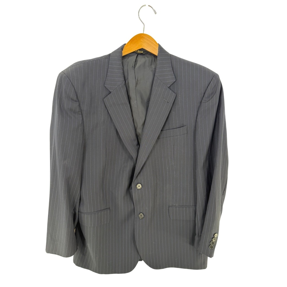 Jos A Bank Signature Gold Blazer Mens Navy Blue Pinstripe 2 Button Suit Jacket